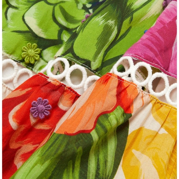 Farm Rio Rainbow Chita Floral-Print Midi Dress Size M - Picture 10 of 13